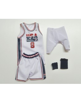 Custom 1/6 Scale Michael Jordan White Dream Team Jersey Suit For Enterbay Body